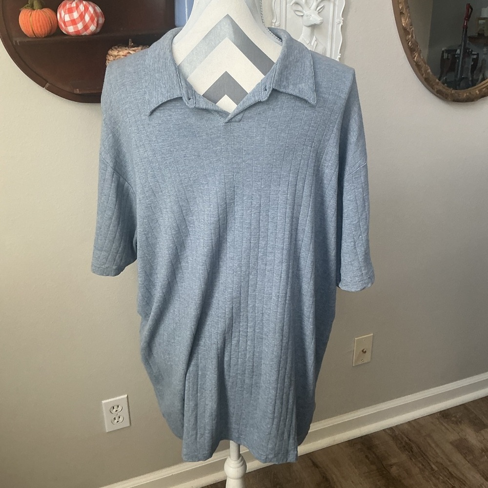 Vintage Banana Republic Men’s cotton Light Blue Textured Polo XL 2001